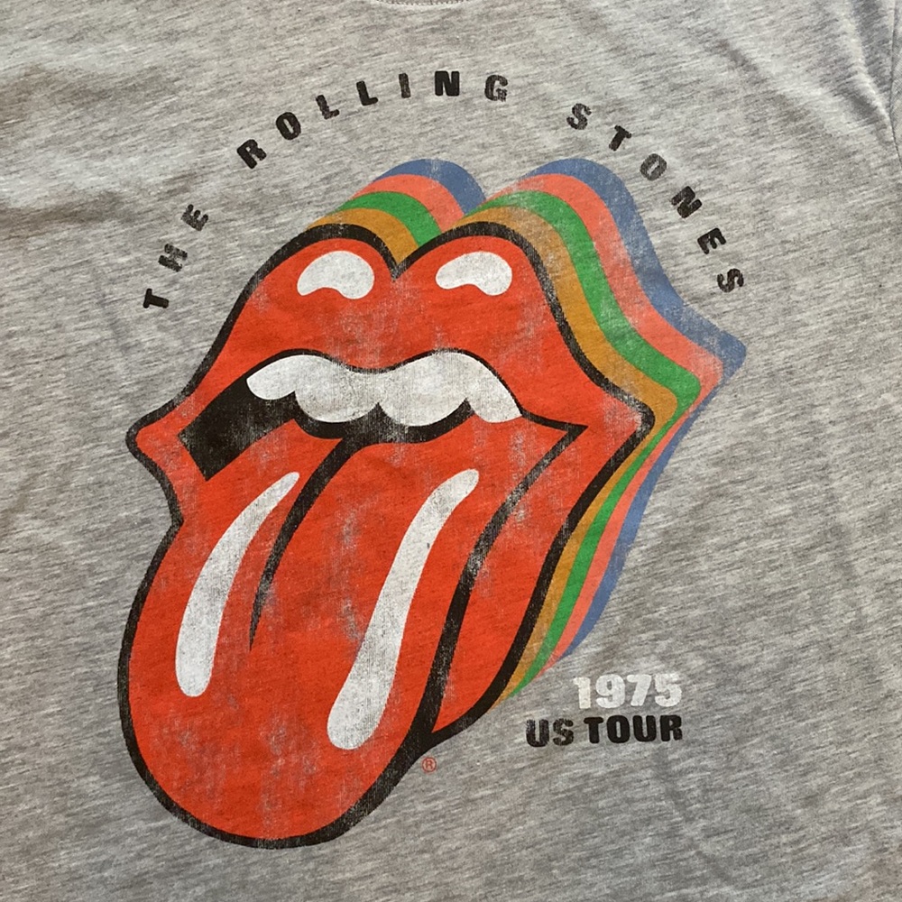 NWT Rolling Stones US Tour 1975 Grey Relaxed Fit Short Sleeve Tee Women's Small - Picture 3 of 6